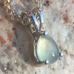 Genuine Aquaprase(TM) Pendant .925 Sterling Silver Pear Shape